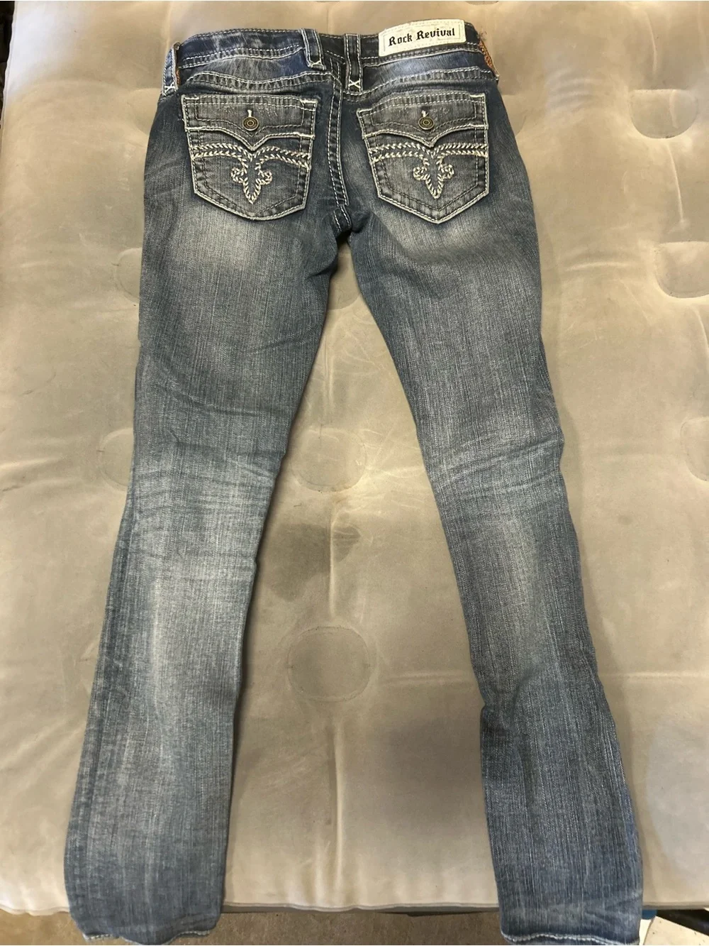 Rock Revival Women's Skinny Jeans in Washed Blue Denim